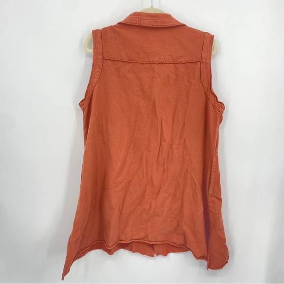 Sea Breeze Of California Lagenlook Convertible Collar TUNIC VEST M Orange USA - Picture 4 of 6